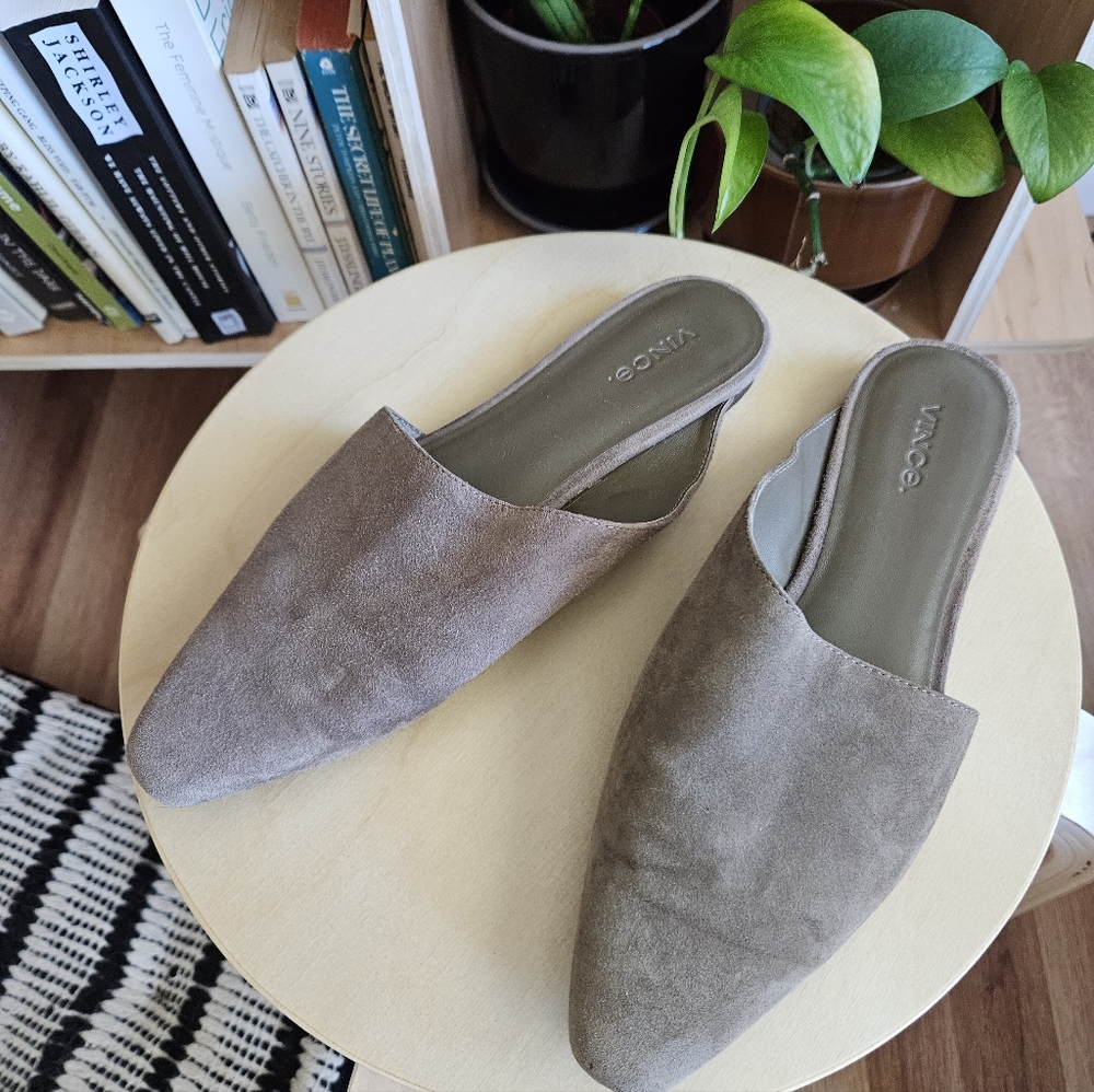 vince gena suede leather nubuck cottage boho slipper flat indie urban slide mule - Picture 7 of 7